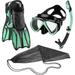 Rapido Boutique Collection Adult Mask Fin Snorkel Set Panoramic View Snorkel Mask Dry Snorkel Snorkeling Flippers Fins + Snorkel Gear Travel Bag