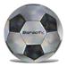 Barocity Classic Black & Silver Size 5 Soccer Ball â€“ Premium Boy and Girl Official Match Ball With Reflective Rainbow Hex Pattern Durable Indoor Outdoor Training Practice Playtime and Games