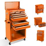 Tool Chest with 8 Drawer High Capacity Rolling Tool Box Removable Tool Storage Cabinet with Locks Rolling Tool Storage Cabinet with 4 Wheels for Garage and Warehouse (Orange)