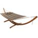 Sunnydaze 2-Person Double Quilted Hammock with Wooden Stand - Sandy Beach - 13