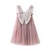 Suanret Baby Girls Princess Butterfly Fairy Layered Sleeveless Tulle Tutu Dress Birthday Party Summer Casual Outfits Pink 3-4 Years