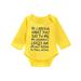 Kucnuzki Baby Boy Winter Clothes 0 Months Baby Boys Casual Bodysuits 3 Months Baby Boys Long Sleeve Letter Prints Romper Bodysuits Yellow