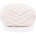 Chunky Knit Chenille Yarn for Hand Knitting Blankets Super Soft Big Jumbo Blanket Yarn Cream White