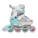 Skate Gear Rainbow Adjustable Light up Inline/Quad Roller Skates for Girls and Boys (Pink - Inline Small)