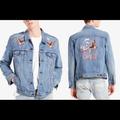 Levi's Jackets & Coats | Levi’s Embroidered Japanese Eagle Mt Fuji Denim Trucker Jacket Limited Edition | Color: Red | Size: L