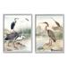 Stupell Industries Elegant Heron Birds Foraging River Edge Scene Graphic Art Gray Framed Art Print Wall Art Set of 2 Design by Piddix