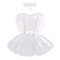 Kids Baby Girls Angel and Devil Costumes Halloween Christmas Carnival Fancy Dress Up Tutu Dress+Feather Angle Wings+Angel Halo Headband Valentine's Day Cupid Fairy Outfit White 3pcs 9-10 Years