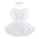 Kids Baby Girls Angel and Devil Costumes Halloween Christmas Carnival Fancy Dress Up Tutu Dress+Feather Angle Wings+Angel Halo Headband Valentine's Day Cupid Fairy Outfit White 3pcs 9-10 Years