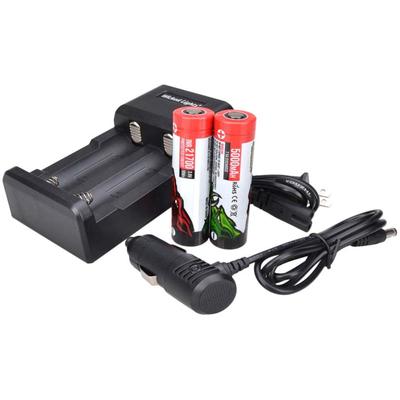 Wicked Hunting Lights 4-Position 21700 Charger Kit w/ 4-Pack 21700 Li-Ion Batteries Black W2068