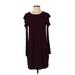 White House Black Market Casual Dress - Shift: Burgundy Solid Dresses - Women's Size X-Small