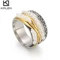 KDecisions N-Bague de ixVintage Multicouche en Acier Inoxydable avec Perles Sertissage Pavé Bijoux