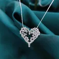 Pendentif coeur et diamant en argent regardé 925 pour femme tour de cou creux collier à breloques