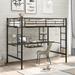 Full Size Loft Bed with Desk and Shelf , Space Saving Design, Steel Bedframe for Kids, Teens, Adults, No Box Spring Required