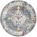 Blue/Gray 94 x 94 x 0.3 in Area Rug - Bungalow Rose Oriental Machine Tufted Round 7'10" Area Rug in/White | 94 H x 94 W x 0.3 D in | Wayfair