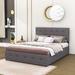 Red Barrel Studio® Daggna Queen Size 4 Drawers Platform Bed w/ Headboard Wood & /Upholstered/Linen in Gray | 43.3 H x 65.7 W x 83 D in | Wayfair