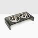 Hiddin Smoke Grey Acrylic Double Bowl Elevated Pet Feeder Plastic (affordable option)/Metal/Stainless Steel (easy to clean) in Gray | Wayfair