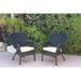 W00214-C-2-FS006 Windsor Black Resin Wicker Chair with Tan Cushion - Set of 2