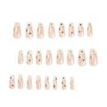 HSMQHJWE False Nails Bulk Acrylic Long French False Nail Tip Pink Acrylic False Nail Gloss Daily Wear Nail Enhancement Decoration (24 Pieces) 1ml Long Ballerina Nail Tips Half