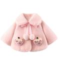 Efsteb Infant Toddler Baby Girls Cute Winter Warm Thick Faux Fur Cardigan Cloak Outerwear Coat with Bow Pom-pom Balls Pink 6-9 Months