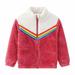 YYDGH Girls Zipper Jacket Fuzzy Sweatshirt Long Sleeve Casual Cozy Fleece Sherpa Outwear Coat Full-Zip Rainbow Jackets(Red 4-5 Years)