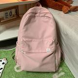 QingY-Nylon Women Backpack Solid Color School Bags for Teenage Girls School Bag Travel Bags