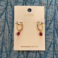 J. Crew Jewelry | J. Crew Pav Charm Earrings Bright Amethyst Pink New Nwt | Color: Pink | Size: Os