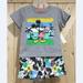 Disney Matching Sets | New 12m 2pc Disney Boys Tropical Themed Mickey Mouse T-Shirt & Short Set | Color: Gray/Yellow | Size: 12mb