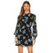 Free People Dresses | Free People Samantha Lace Up Floral Mini Dress In Black Combo | Color: Black/Blue | Size: Xs