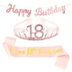 Banderole Joyeux Anniversaire pour 18 Ans Sangle Couronne Rose localité Décorations de