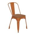 Flash Furniture Perry Commercial Grade Orange Metal Indoor-Outdoor Stackable Chair with Teak Poly Resin Wood Seat