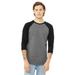 Bella + Canvas Men s Jersey Long Sleeve Baseball Tee 3000C DEEP HEATHR/ BLK Medium