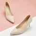 Anthropologie Shoes | C.Paravano Pumps Kitten Low Heels Pointed Toe Cream Beige Women’s Size 8 | Color: Cream/Tan | Size: 8