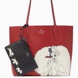 Kate Spade Bags | Kate Spade X Disney 101 Dalmatians Cruella Large Reversible Tote Bag Dog Red | Color: Black/Red | Size: 13.2" W X 12.6" H X 6.2" D