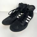 Adidas Shoes | Adidas Wrestling Shoes Mens 9.5 Mid Sneakers Black Leather Lace Up Strap Aq3325 | Color: Black/White | Size: 9.5