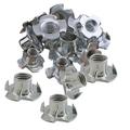 50Pcs Four Claw Nuts M3 4mm M5 M6 M8 M10 Multipurpose Galvanized Fastener Hardware Inlaid Nut for Wooden Furniture Rock Climbing Holds M3