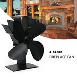 4 Blades Heat Powered Stove Fan Wood Log Burner Fireplace Fuel Saving Eco