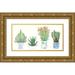 Wang Melissa 18x11 Gold Ornate Wood Framed with Double Matting Museum Art Print Titled - Four Succulents I