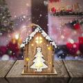 Christmas Tree Window Decoration Christmas Wooden Crafts Wooden Light Emitting Small House Small Wooden Swing