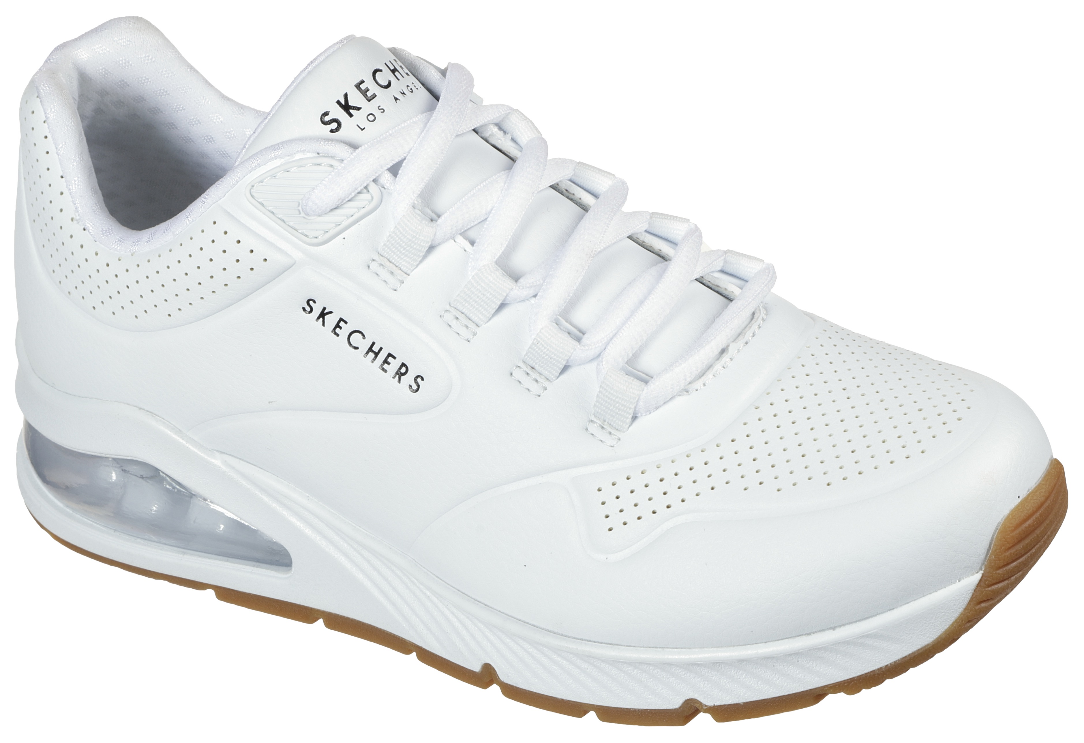 Sneaker SKECHERS "UNO 2-AIR AROUND YOU", Damen, Gr. 39, weiß, Lederimitat, Textil, Schuhe Sneaker, mit Skech-Air Luftkammern, Freizeitschuh, Halbschuh, Schnürschuh