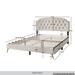 Velvet Button Tufted Upholstered Gold Accent Platform Bed, Queen in Beige - CasePiece USA C8370QPL-BG-VV