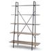 August 71.75 In. Leaning Etagere Light Brown Metal Frame Ladder Bookcase Five-shelf Media Tower - Glamour Home GHDSV-1460