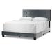 Auryon Silver Grey Velvety Fabric Queen Bed with Button Tufting - Glamour Home GHUB-1526