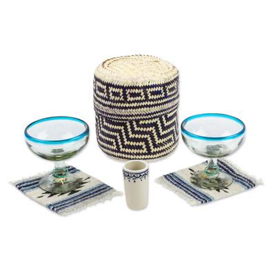 Sip,'Curated Gift Box with 3 Glasses-Basket-Coasters from Mexico'