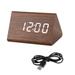 Waroomhouse Alarm Clock Sound Control Wear Resistant Portable Bedroom Bedside Desktop Wooden Alarm Clock for Gift