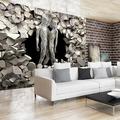 Tiptophomedecor 3D Illusion Peel and Stick Wallpaper Wall Mural - Love Made Of Stone - Removable Wall Decals