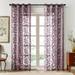 TOPCHANCES Floral Jacquard Indoor Sheer Eyelets Curtain Livingroom Bedroom Window Curtains 2 Panels 52 x 94 Purple