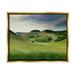 Stupell Industries Rolling Country Hills Green Rural Meadow Fields Painting Metallic Gold Floating Framed Canvas Print Wall Art Design by Ziwei Li