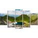 Design Art Mountain Lake View on Bright Day 5 Piece Photographic Print on Wrapped Canvas Set