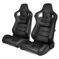 Modern Depo Universal Racing Seats Pair w/ Dual Sliders Pu & Carbon Reclinable Left Right Foam Padding in Black | Wayfair RS-02-BK-V1-PVC