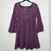 Free People Sweaters | Free People Long Sleeve Knit Dress Sweater Scoop Neck Purple Chunky Size Medium | Color: Purple | Size: M